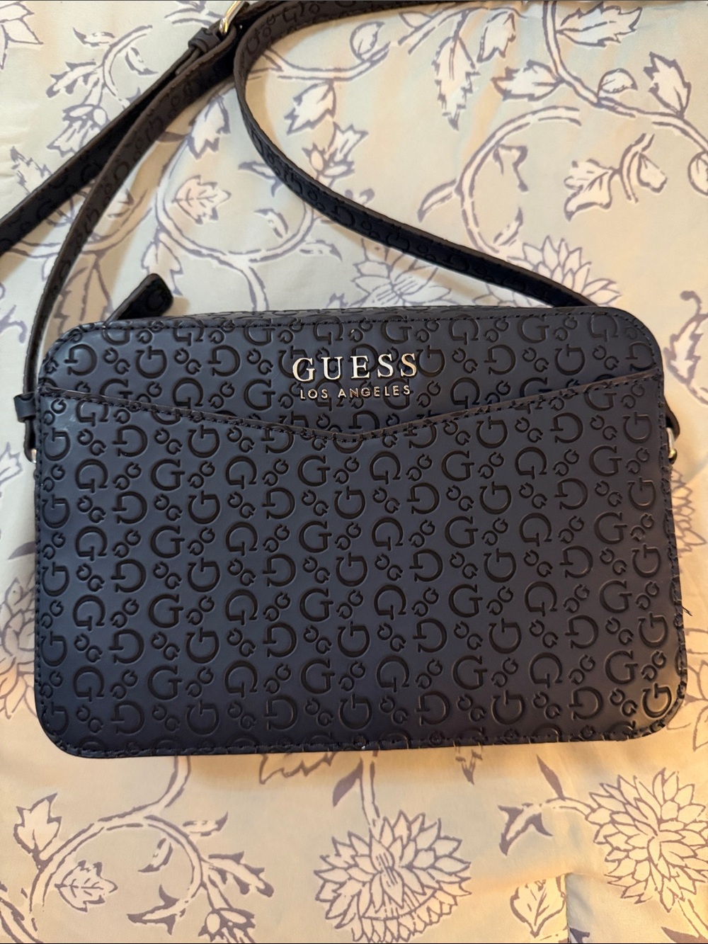 Guess women Black Embossed G Logo Crossbody Bag